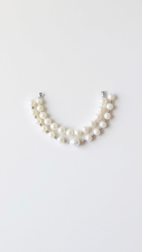 Layered pearl choker necklace with varying sizes of pearls
