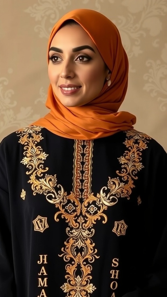 Personalized embroidered abaya with the name 'Aafaina' in elegant script.