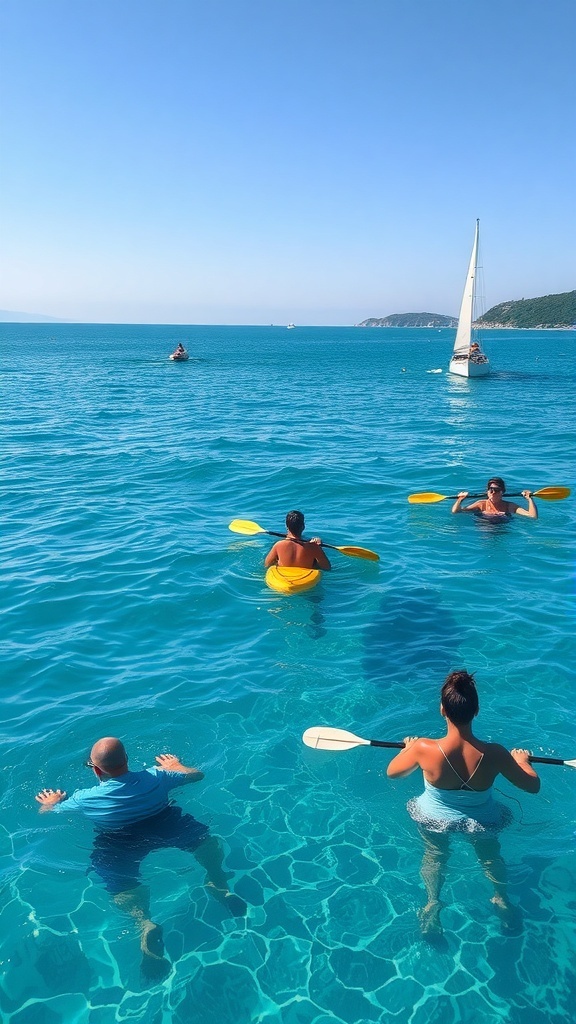 People enjoying water sports in Corfu, Greece