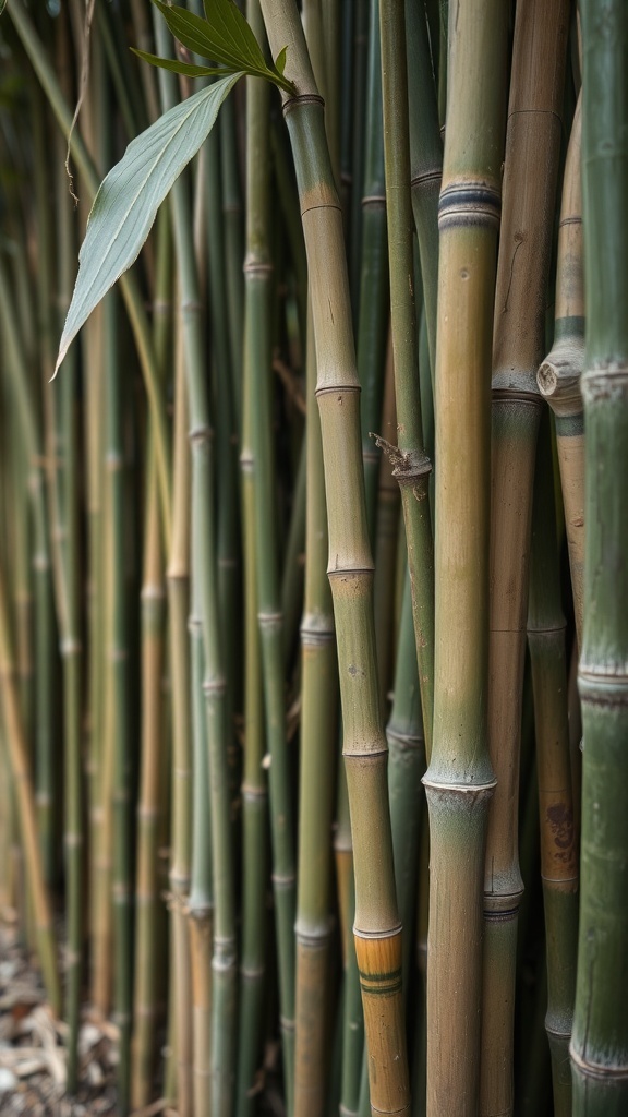 Close-up of bamboo stalks in a natural setting.