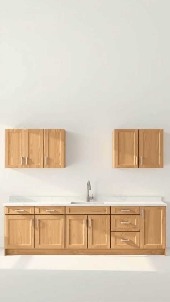 Modern kitchen cabinets with a clean design and a sink.