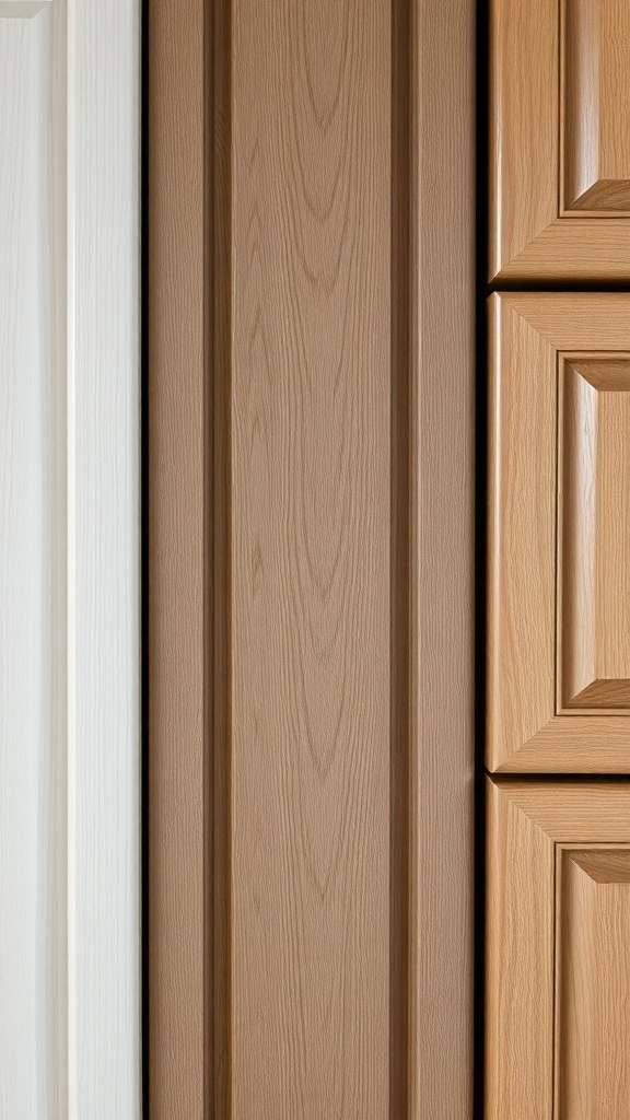 Different cabinet finishes including white, brown, and light wood tones.