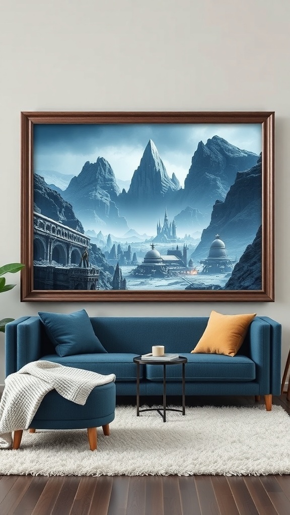 A serene landscape of mountains and soft colors, inspired by Alderaan from Star Wars.
