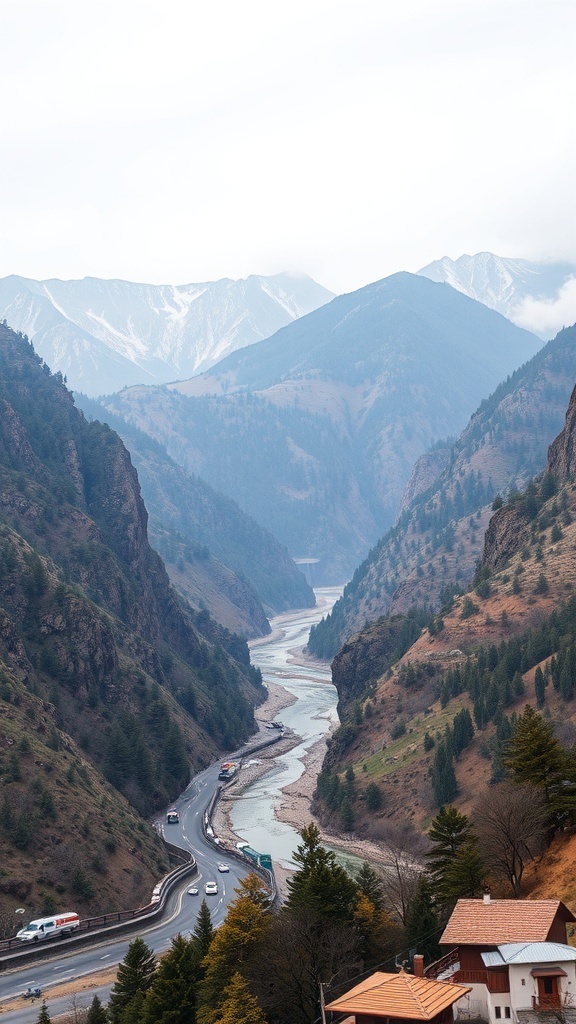Scenic view of mountains and a river
