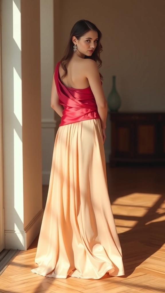 Richly colored fabrics draped elegantly near a window, showcasing deep reds and warm yellows.