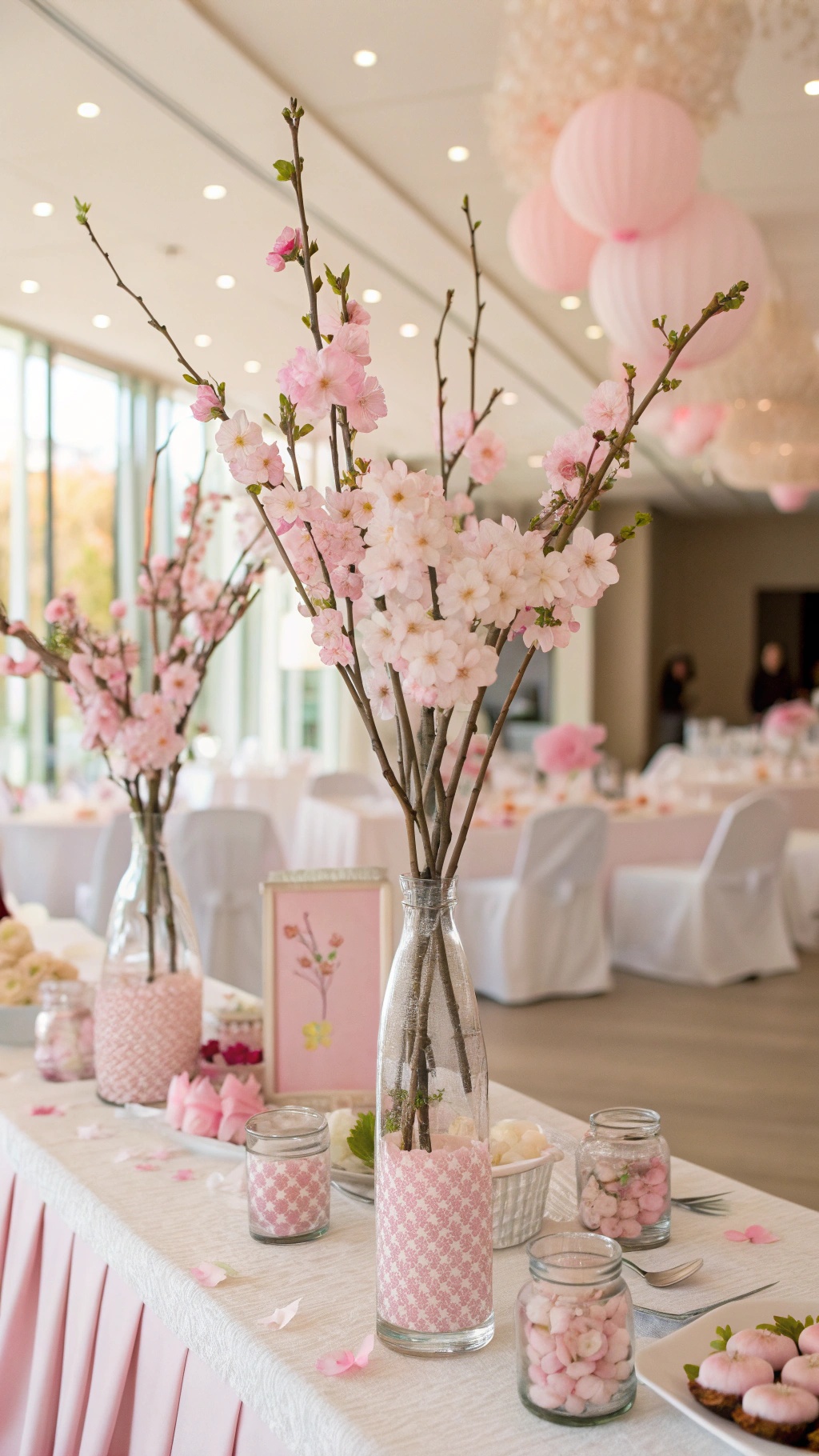 Cherry blossom centerpieces for a baby shower