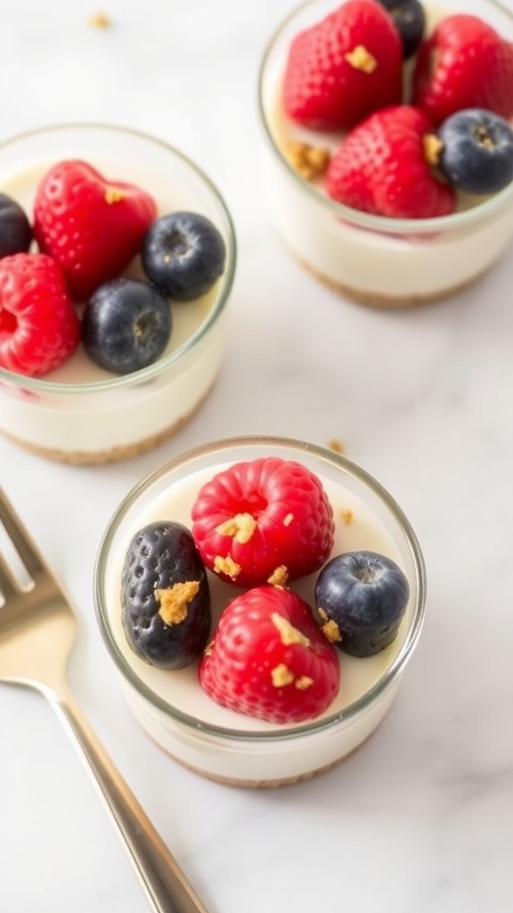 No-bake cheesecake cups topped with fresh berries