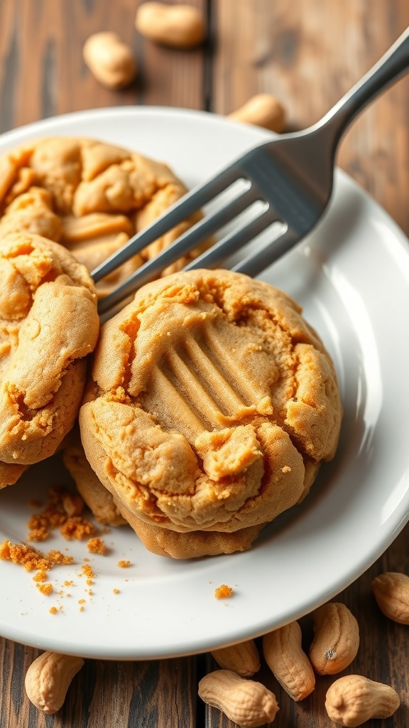Plate of peanut butter protein cookies with a fork beside them