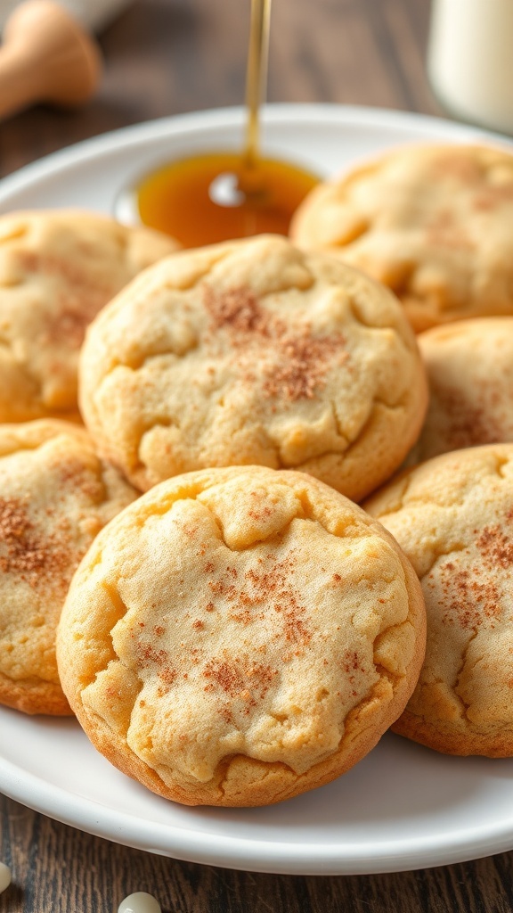 Delicious maple syrup snickerdoodle cookies on a plate