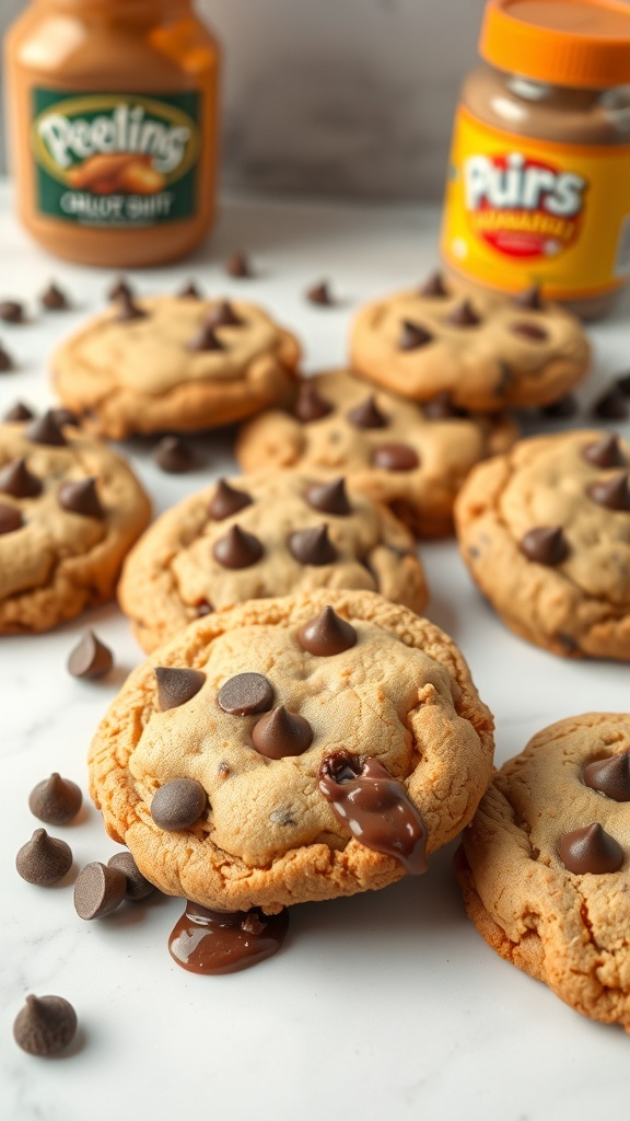 Delicious 5-ingredient chocolate chip cookies with peanut butter and chocolate chips