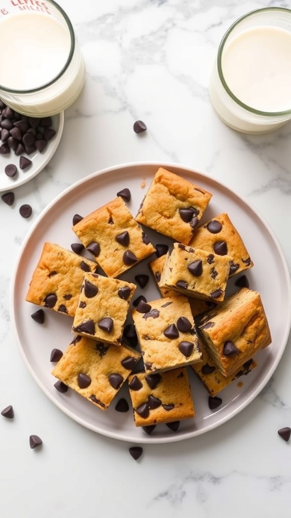 Delicious keto chocolate chip blondies on a plate
