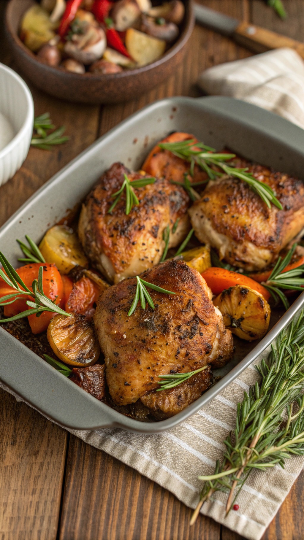 Savory garlic and herb chicken thighs with vegetables