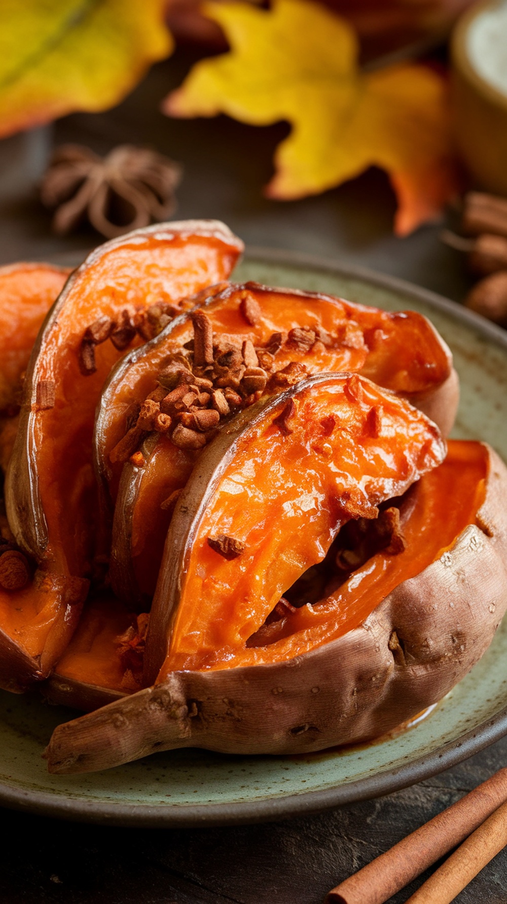 Roasted sweet potatoes with spices on a plate
