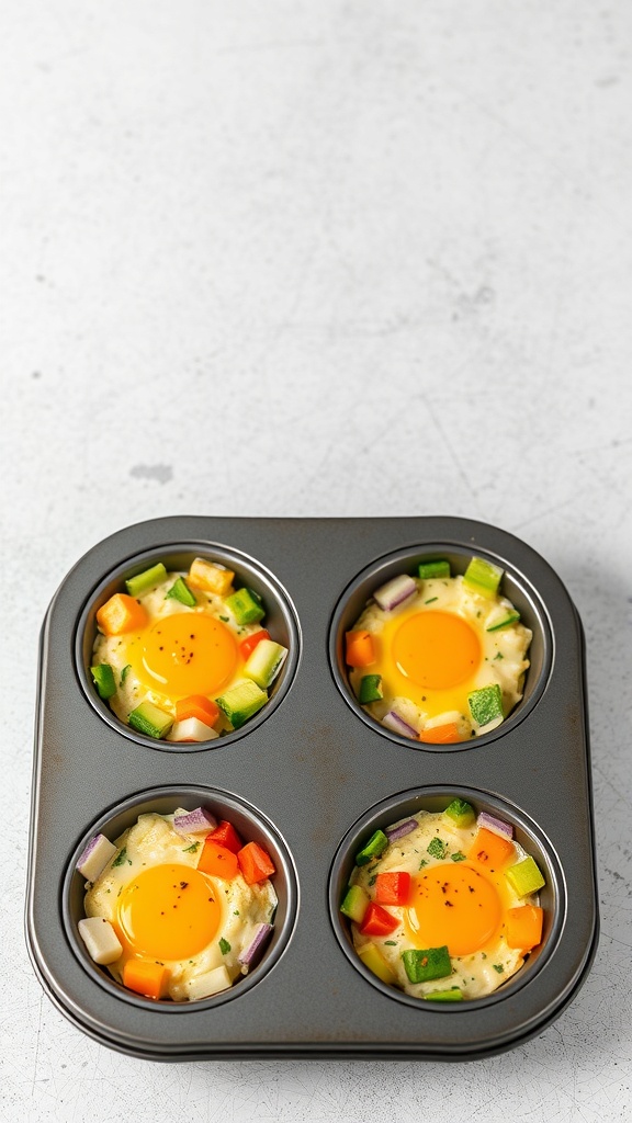 Egg muffins with vegetables in a muffin tin
