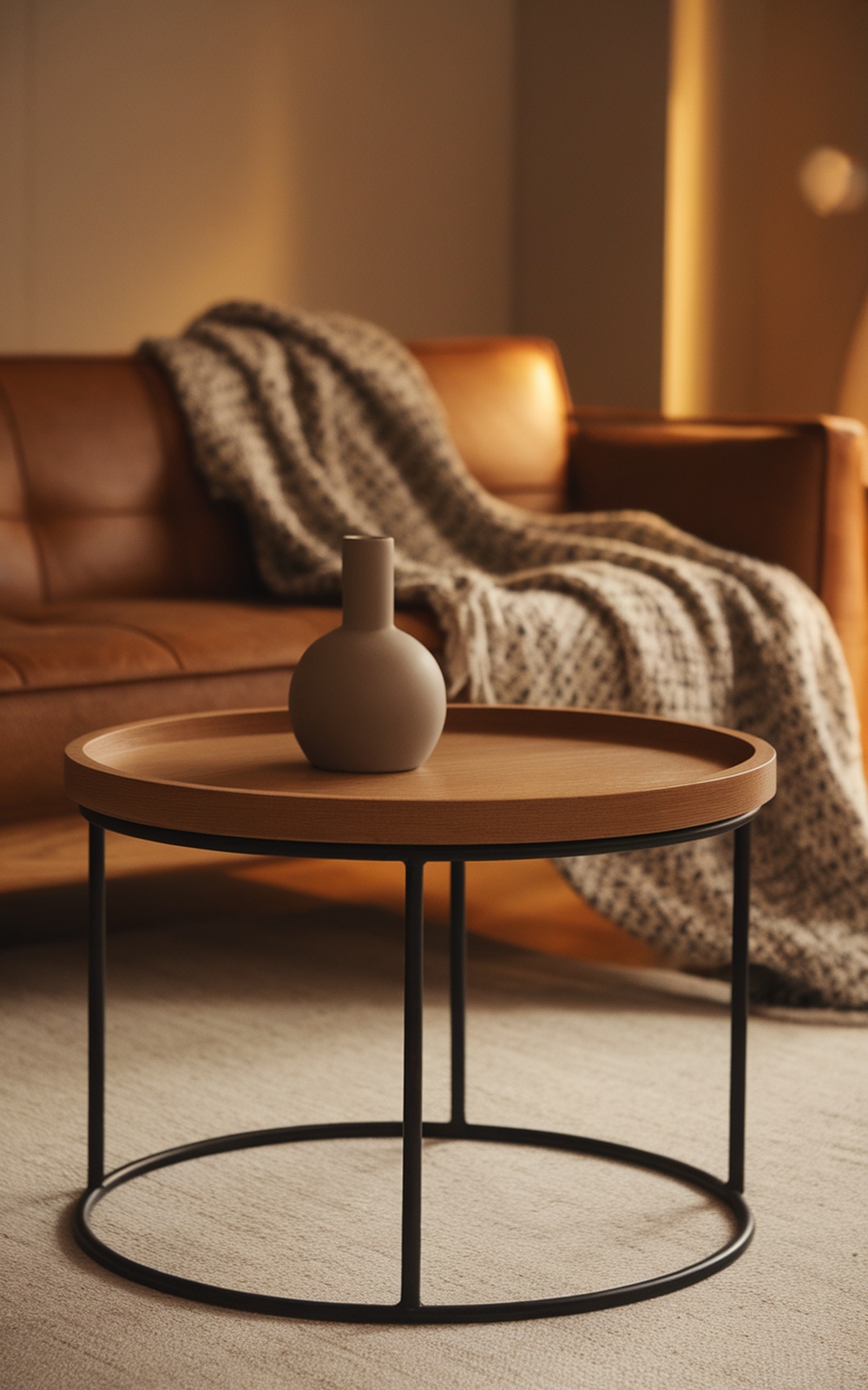 Fjällbo Coffee Table with a vase on top, set in a cozy living room
