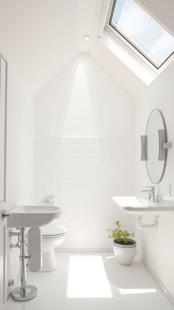 Bright small bathroom with skylight and modern fixtures
