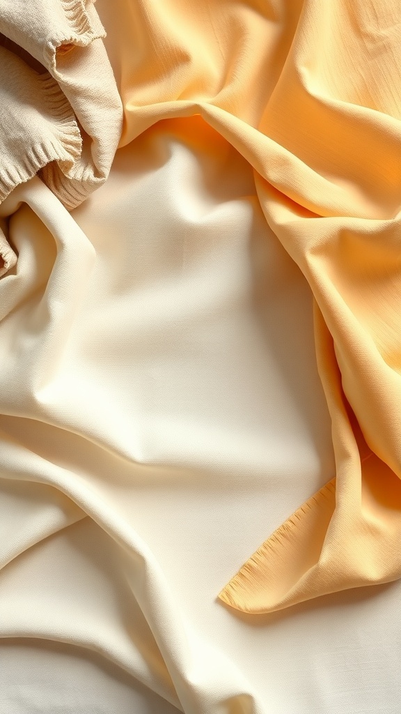 Close-up of light, breathable fabrics in soft colors.