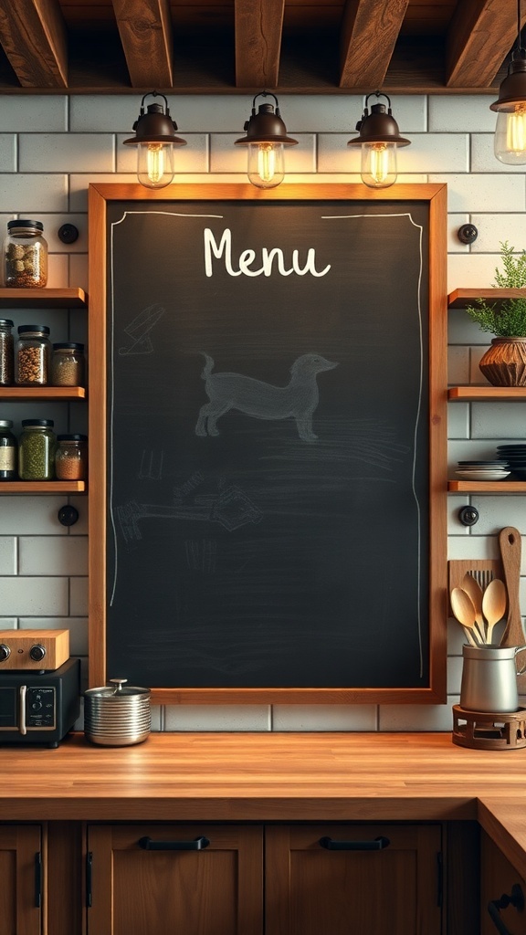 Chalkboard menu board with daily specials and menu items