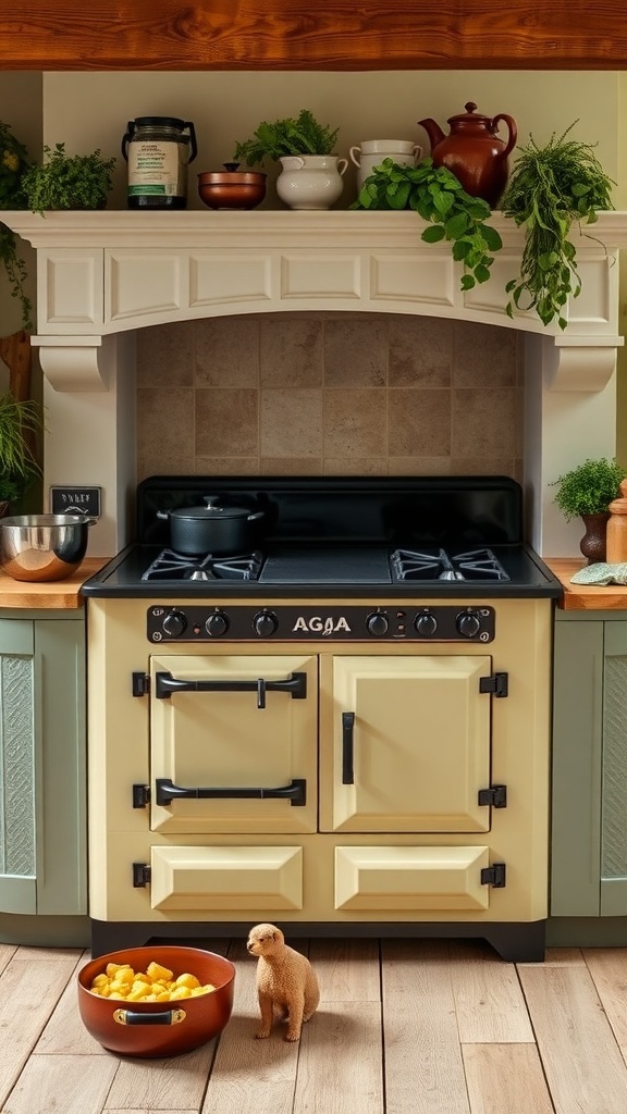 A classic AGA cooker in a farmhouse kitchen.