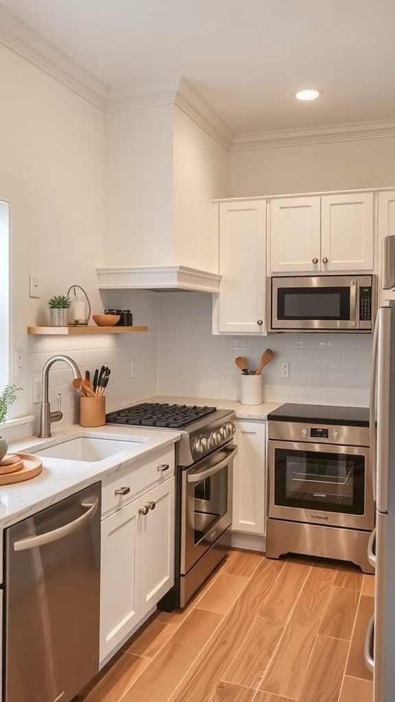A modern black and white kitchen with sleek cabinets and a bright countertop.