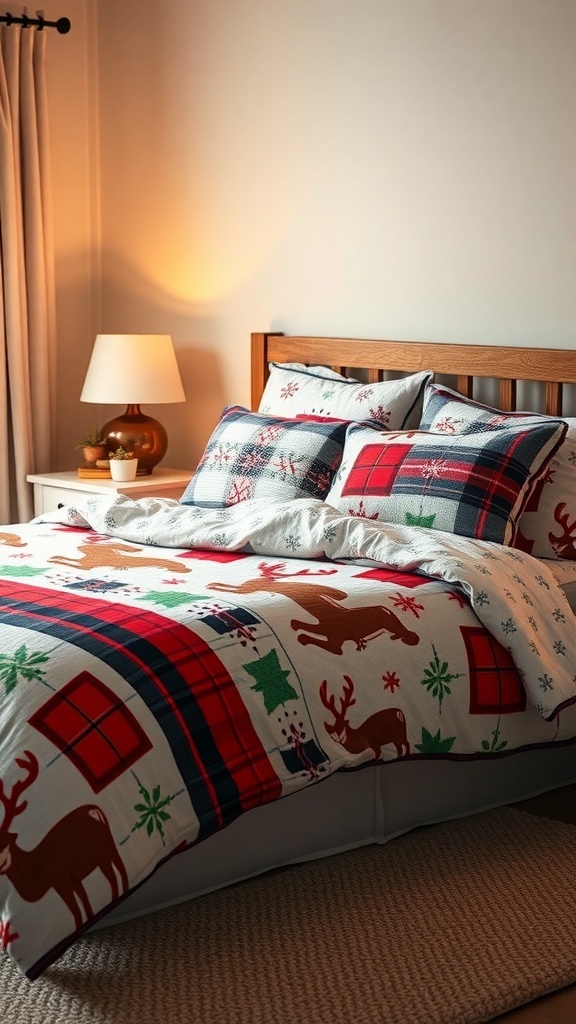 Cozy flannel Christmas bedding with festive patterns