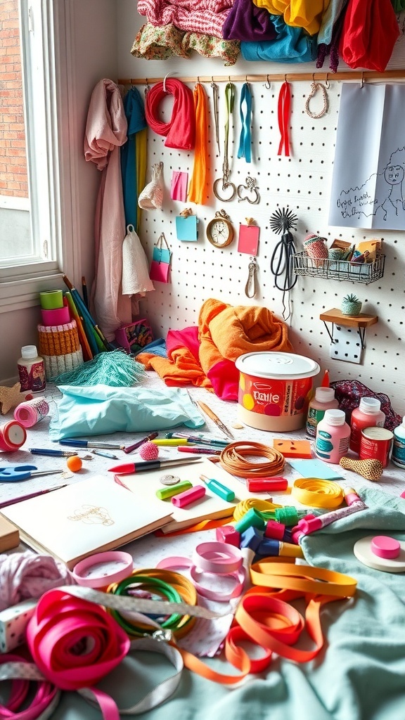 A stylish teen girl bedroom with a desk, bulletin board, and decorative plants.