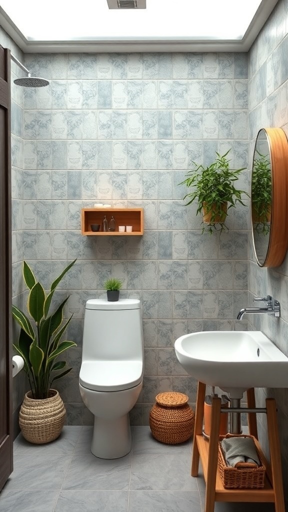 Modern bathroom with eco-friendly fixtures and plants