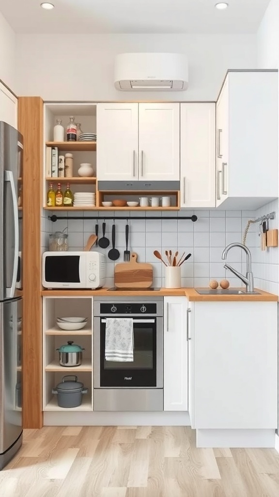 Compact kitchen with efficient layout and storage solutions