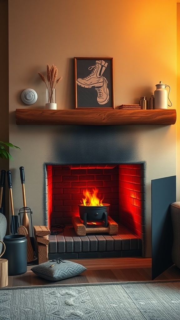 Infographic with fireplace safety tips including chimney cleaning and keeping flammable items away.