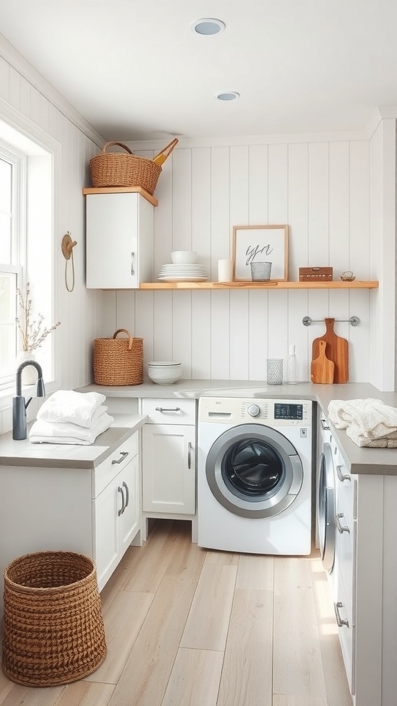 Modern farmhouse laundry room with functional counter space