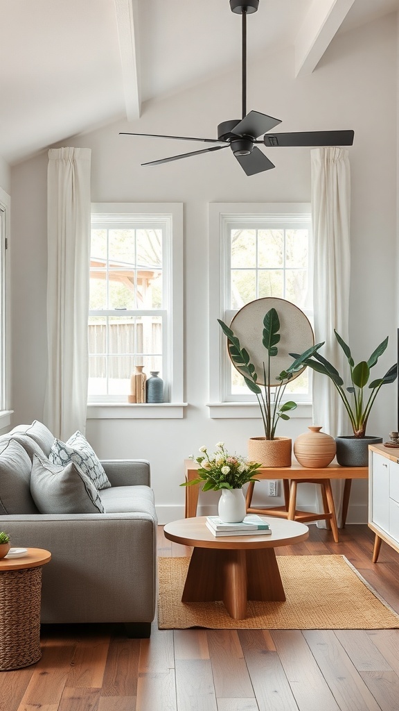 Modern cottage living room with functional furniture.