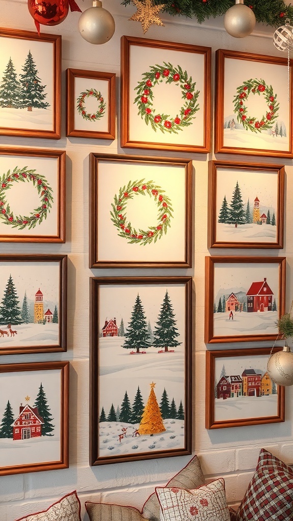 A collection of Christmas-themed wall art featuring various cheerful messages and designs.