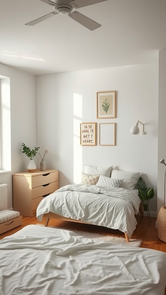 Cozy bedroom with winter bedding and minimal decor