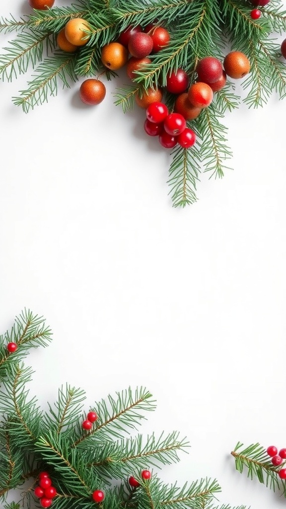 Evergreen branches with red and orange berries