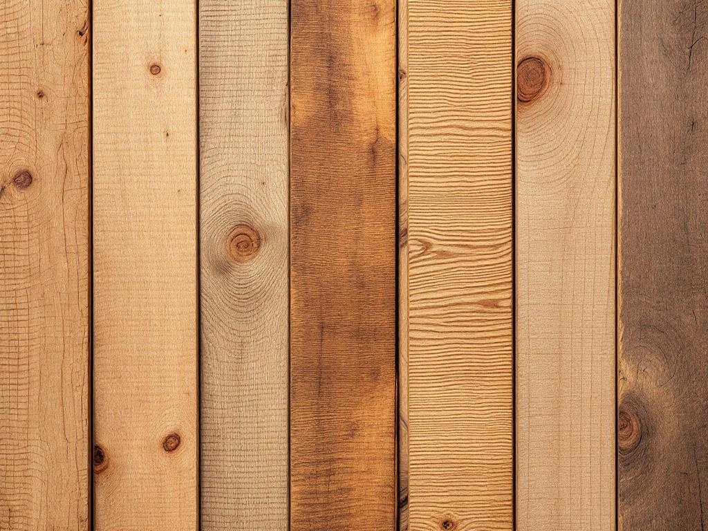 A collection of wooden planks with varying textures and colors.