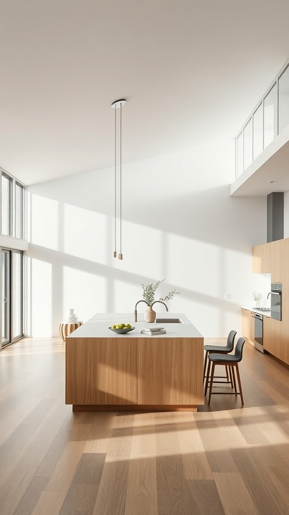 Modern open concept kitchen with a peninsula and natural light