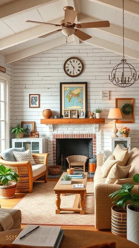 Cozy cottage living room with personalized decor elements.