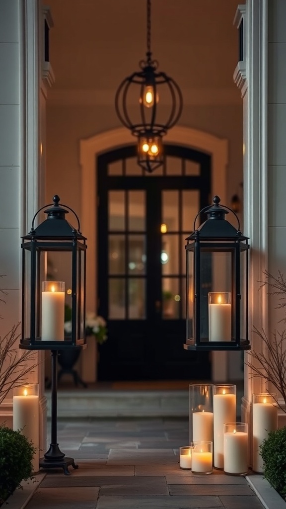 Romantic entryway with lanterns and candles