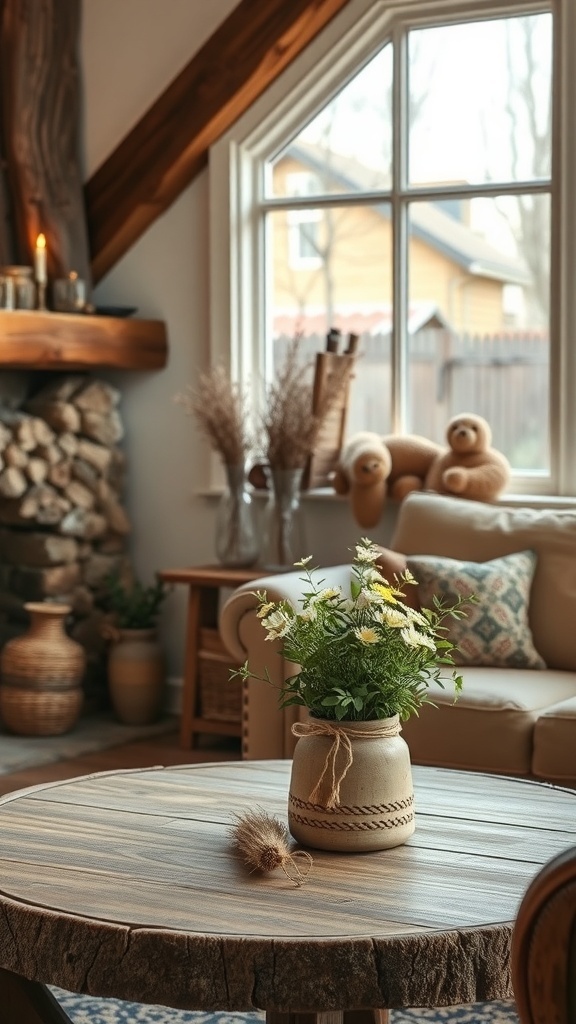 Rustic wood signs with fall quotes displayed in a cozy setting