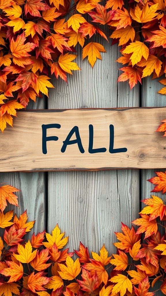 A rustic wooden sign with autumn leaves around it, featuring a quote about fading and living.