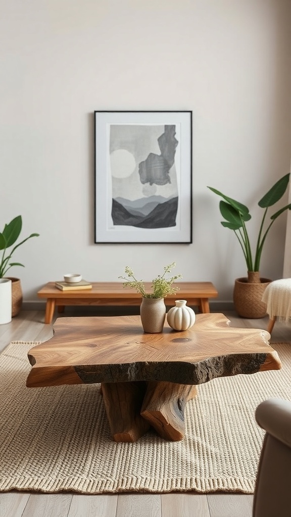A rustic coffee table made from reclaimed wood, showcasing its unique texture and design.