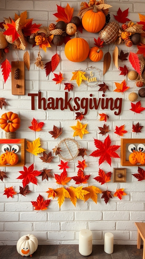 A collection of Thanksgiving-themed wall art prints featuring warm colors and phrases about gratitude.