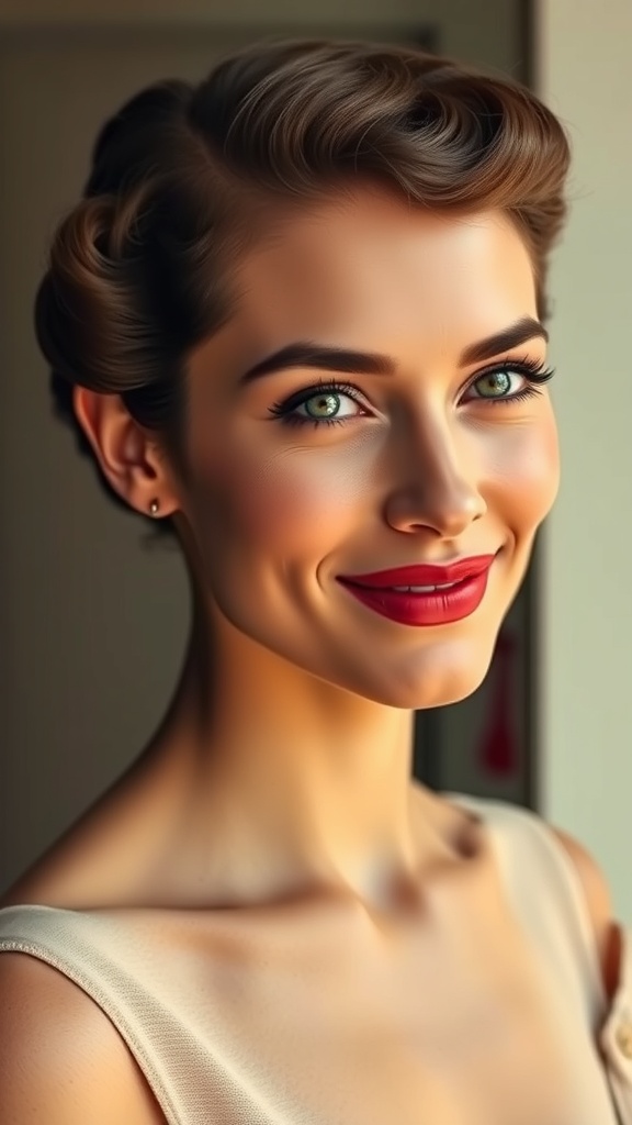 A woman with sleek finger waves hairstyle, showcasing vintage glamour and elegance.