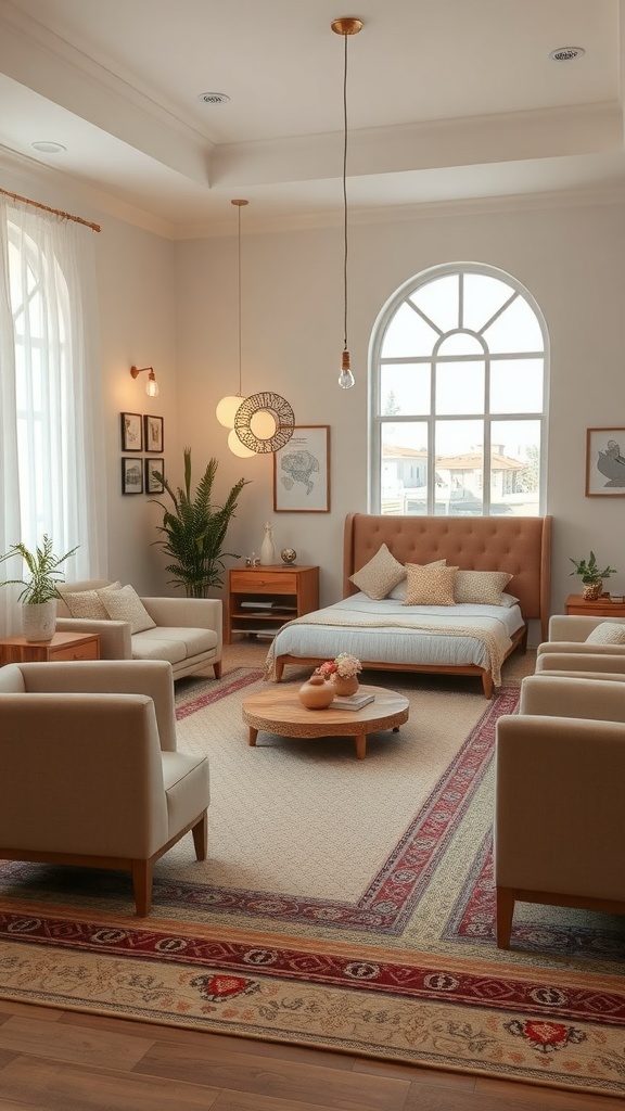 A cozy community prayer space with comfortable seating, natural light, and calming decor.