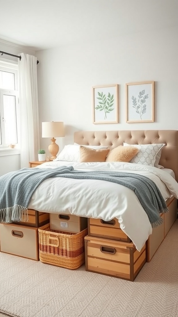 Cozy bedroom with under-bed storage solutions