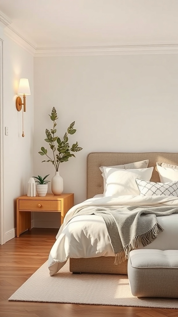 Cozy bedroom with wall-mounted lighting and modern decor