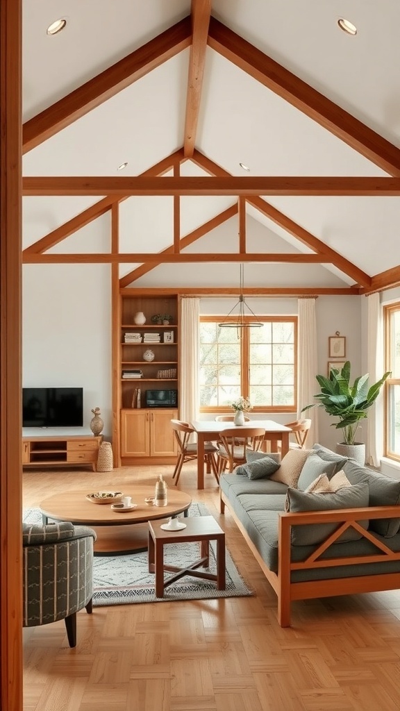 Interior of a contemporary living space featuring wood and glass partition.
