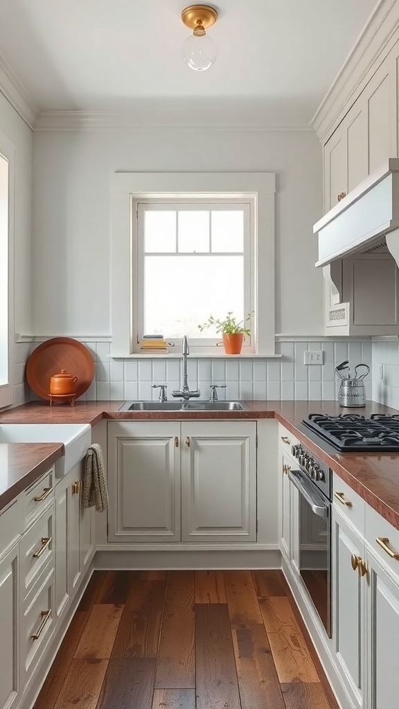 A Victorian kitchen featuring classic wainscoting, warm wood tones, and elegant fixtures.