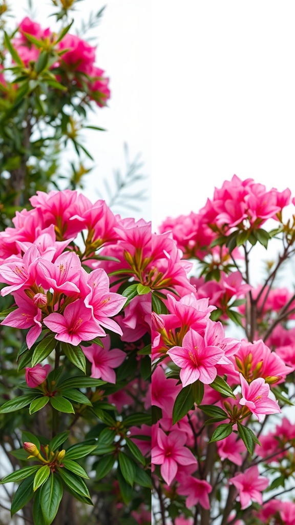 Vibrant pink azalea flowers in full bloom
