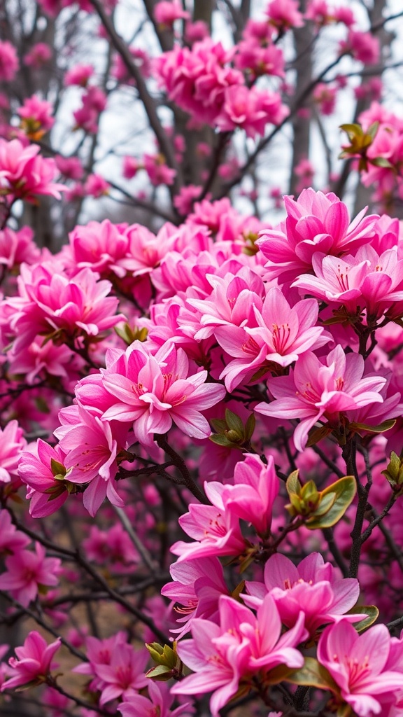 Close-up of pink azalea flowers in full bloom